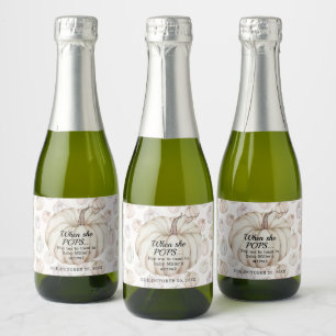 White Pumpkin Baby Shower Pop It Mini Sparkling Wine Label