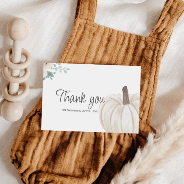 White Pumpkin Baby Shower Thank You Card (Creator Uploaded)