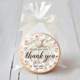 White Pumpkin Baby Shower Thank You Classic Round Sticker