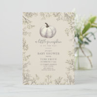 White Pumpkin & Baby's Breath Fall Baby Shower Inv