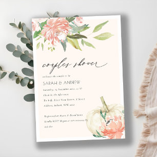 White Pumpkin Blush Floral Couples Shower Invite