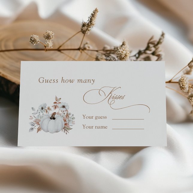 White Pumpkin Bridal Shower How Many kisses Enclosure Card (Creator Uploaded)