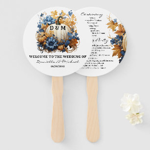 White Pumpkin Elegant Fall Garden Ceremony Program Hand Fan