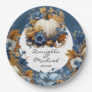 White Pumpkin Elegant Fall Garden  Paper Plate