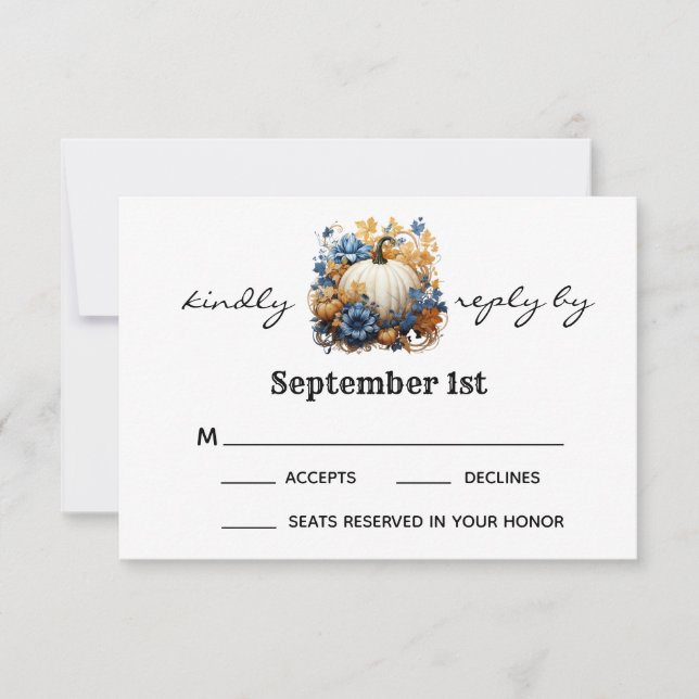 White Pumpkin Elegant Fall Garden Wedding RSVP (Front)