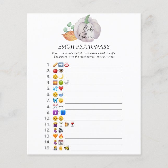 White pumpkin \ Emoji pictionary game (Front)