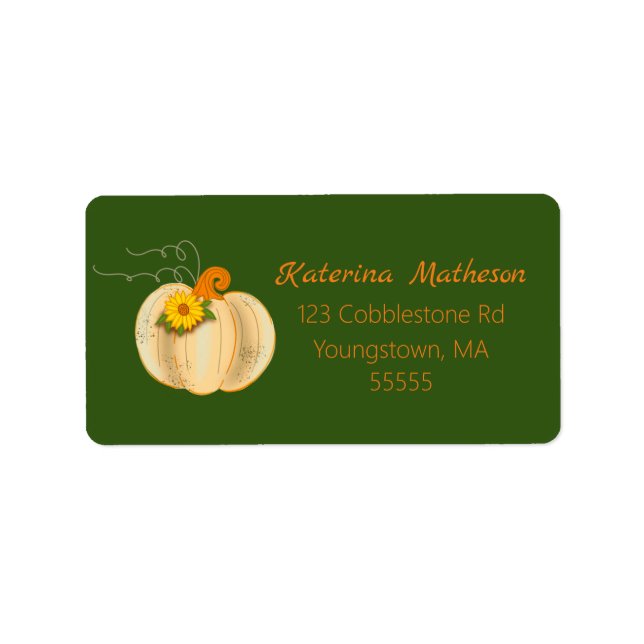 White Pumpkin Fall Address Labels Return Labels (Front)