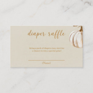White Pumpkin Fall Baby Shower Diaper raffle Enclosure Card