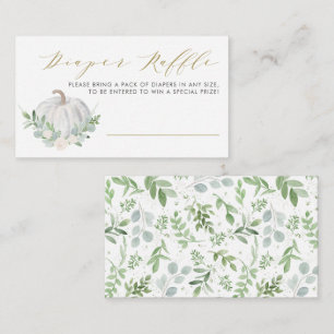 White Pumpkin Fall Baby Shower Diaper Raffle Game Enclosure Card