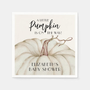 White Pumpkin Fall Baby Shower Napkin