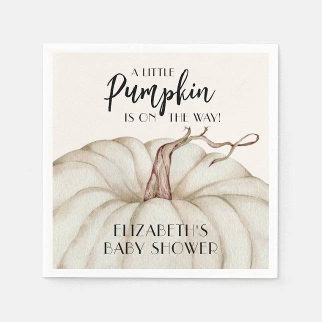 White Pumpkin Fall Baby Shower Napkin (Front)