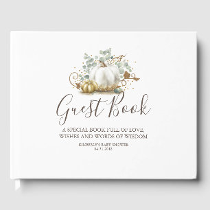 White Pumpkin Fall Baby Shower Wishes and Wisdom Guest Book