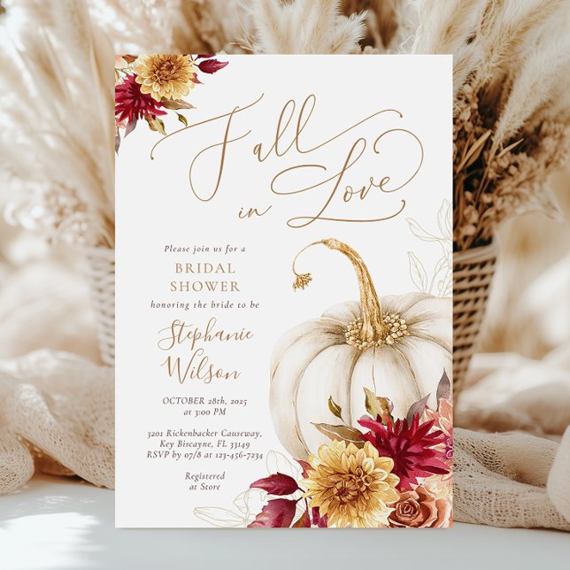 White Pumpkin Fall Bridal Shower Invitation (Creator Uploaded)
