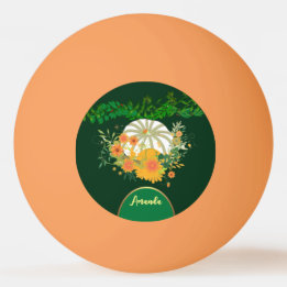 White Pumpkin Fall Colours Green Foliage Botanical Ping Pong Ball