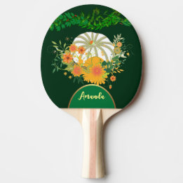 White Pumpkin Fall Colours Green Foliage Botanical Ping Pong Paddle