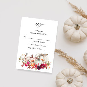 White Pumpkin Fall Floral no Meal RSVP VER Card