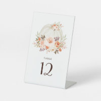 White Pumpkin Fall Flowers Wedding Table Number
