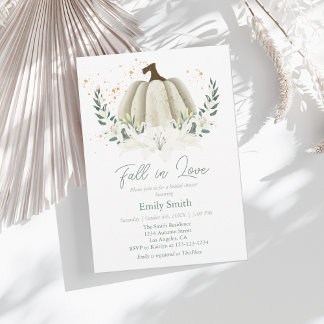 White Pumpkin Fall in Love Bridal Shower Invitation