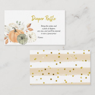 White Pumpkin Floral Diaper Raffle Card