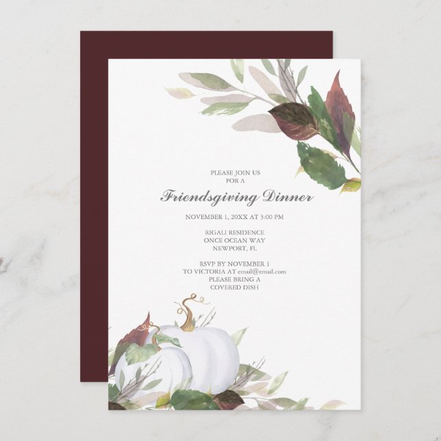 WHITE PUMPKIN Friends Giving Invite (Front/Back)