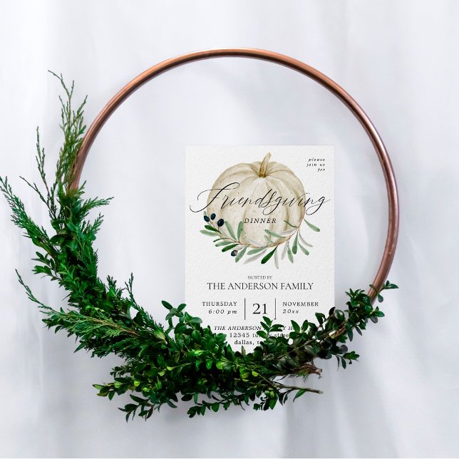 White Pumpkin Friendsgiving Invitation (Creator Uploaded)