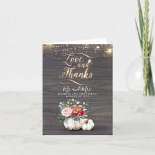 White Pumpkin Gold Typography Wedding Thank You