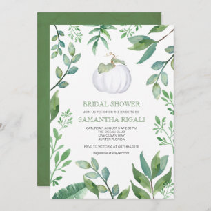 White Pumpkin Greenery Bridal Shower Invitation