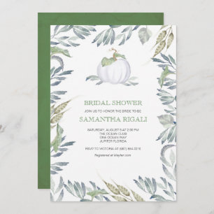 White Pumpkin Greenery Bridal Shower Invite