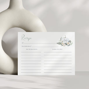 White Pumpkin Greenery Bridal Shower Recipe Card