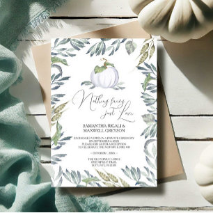 White Pumpkin Greenery Elopement Reception Invitation