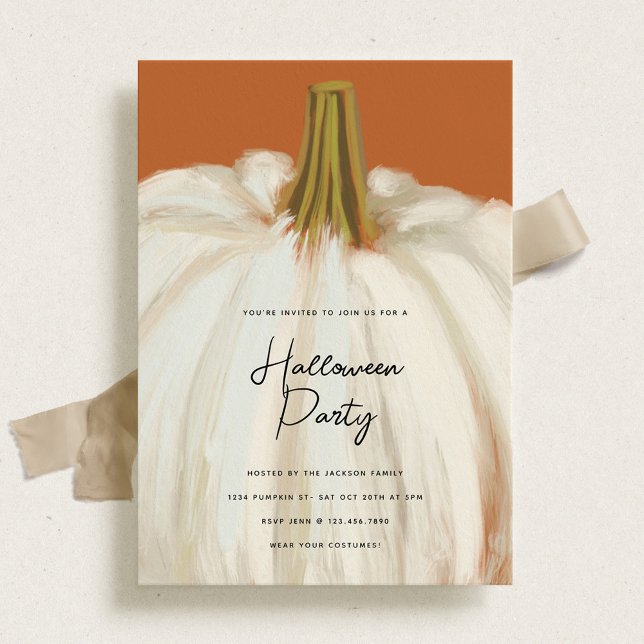 White Pumpkin Halloween Party Invitation (Creator Uploaded)