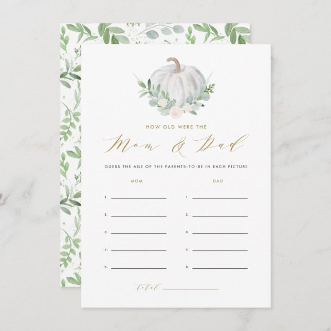 White Pumpkin How Old Were Mum and Dad Card (Front/Back)