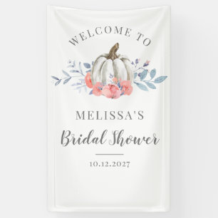 White Pumpkin Lilac Floral Bridal Shower Welcome Banner