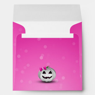 White Pumpkin Pink Girly Halloween Envelope