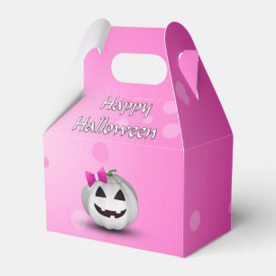 White Pumpkin Pink Girly Halloween Favour Box