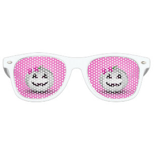 White Pumpkin Pink Girly Halloween Retro Sunglasses