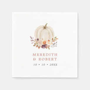 White Pumpkin Purple & Terracotta Floral Wedding Napkin
