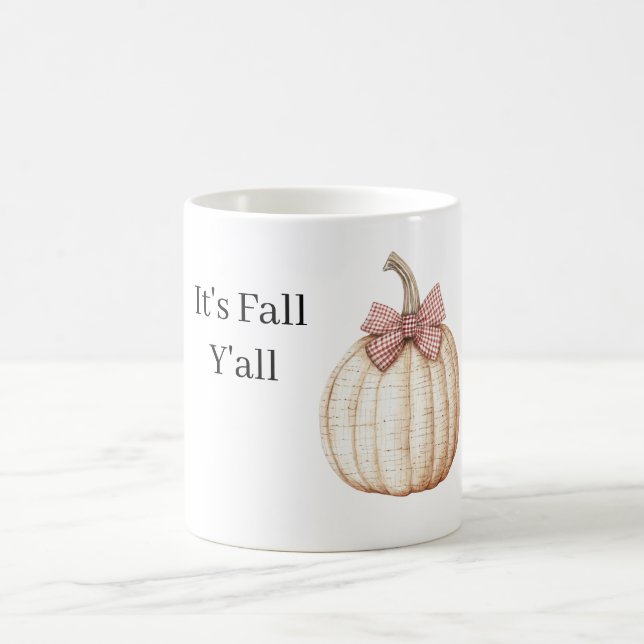 White Pumpkin Red Bow Coffee Mug (Center)