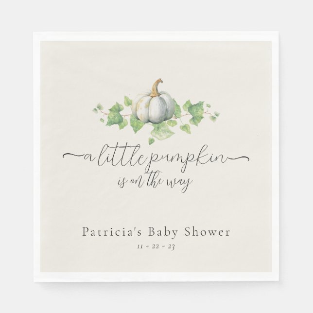 White Pumpkin Rustic Farmhouse Baby Shower Napkins (Front)