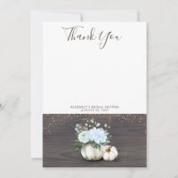 White Pumpkin Rustic Wood Thank You