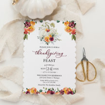White Pumpkin Thanksgiving Feast Invitation