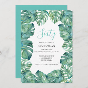 White Pumpkin Tropical Greens 60TH BIRTHDAY Invitation