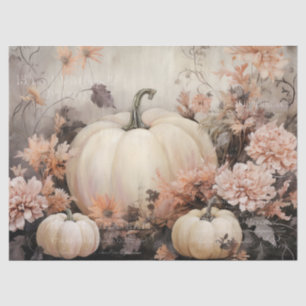 White Pumpkin w/ Vintage Typography for Decoupage Tissue Paper