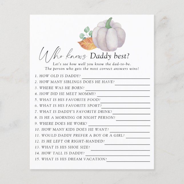 White pumpkin - Who knows daddy best game (Front)