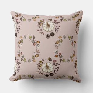 White Pumpkin with an Autumn Leaves Cushion