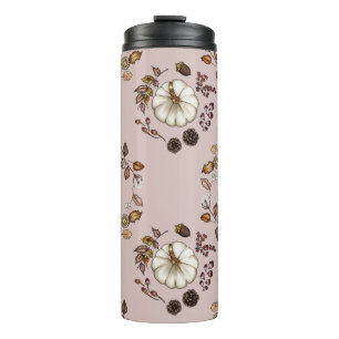 White Pumpkin with an Autumn Leaves Thermal Tumbler