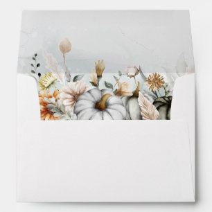 White Pumpkin with Wildflowers Wedding Envelope