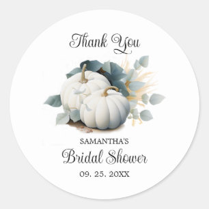 White pumpkins and eucalyptus Thank You Classic Round Sticker