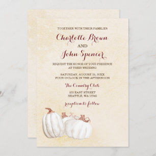 white pumpkins fall harvest wedding invites