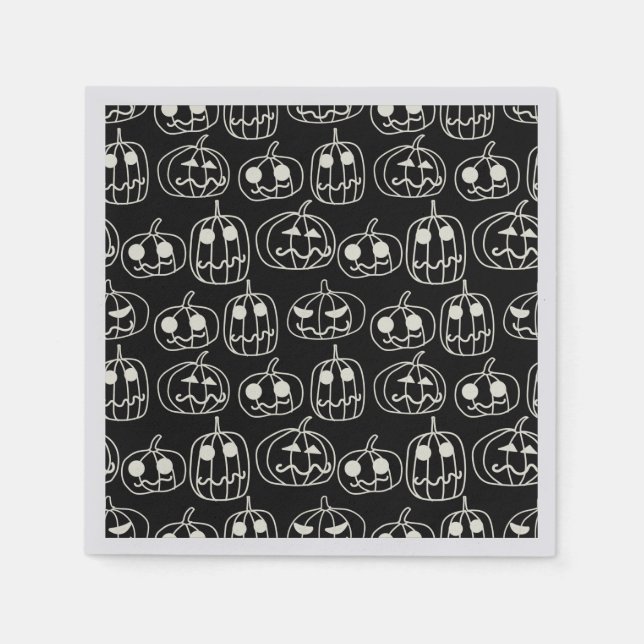 White Pumpkins Halloween Pattern Napkin (Front)
